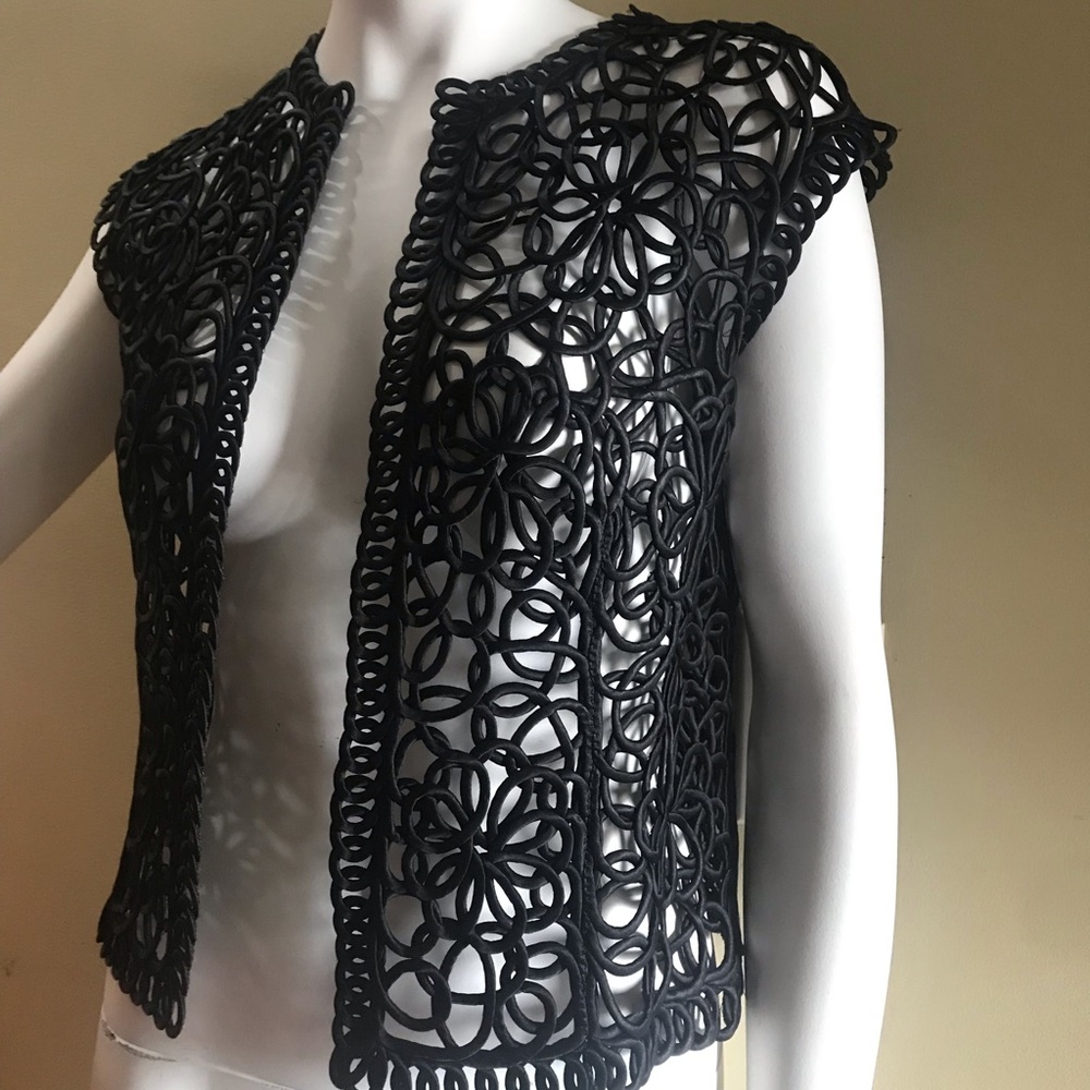 Handmade Ribbon Black Vest Small